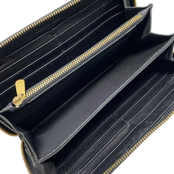 Auth DIOR/ChristianDior Cannage Stitch - Black Patent Leather Long Wallet - Picture 7 of 11